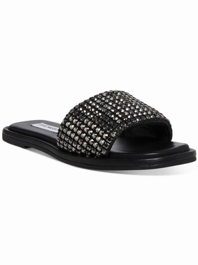 Clyde-R Womens Rhinestones Flat Slide Sandals
