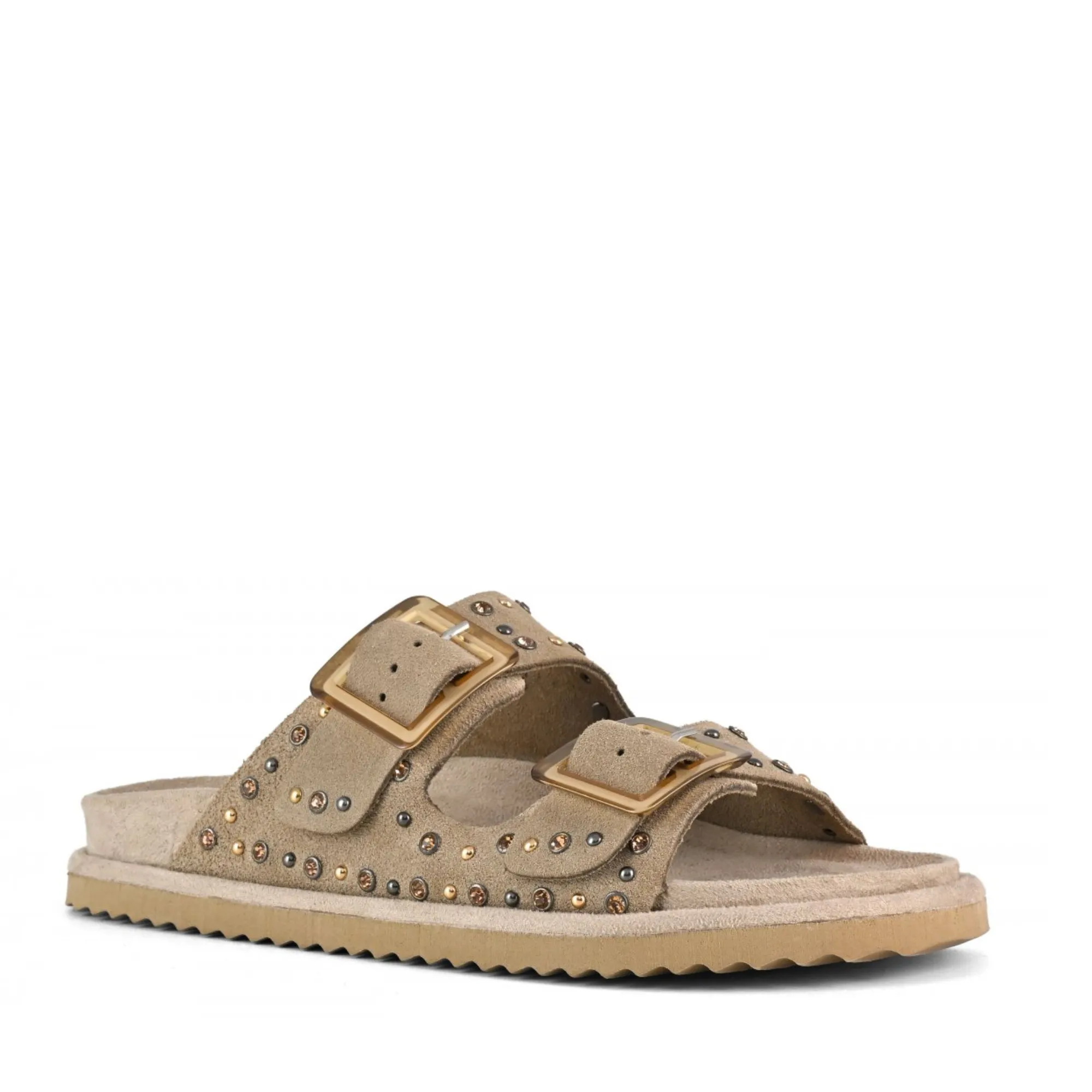 COLORS OF CALIFORNIA BEIGE SUEDE RHINESTONES SANDALS