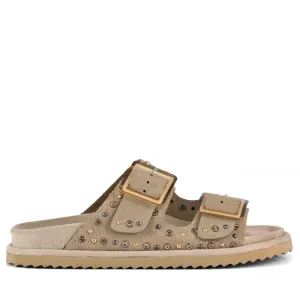 COLORS OF CALIFORNIA BEIGE SUEDE RHINESTONES SANDALS