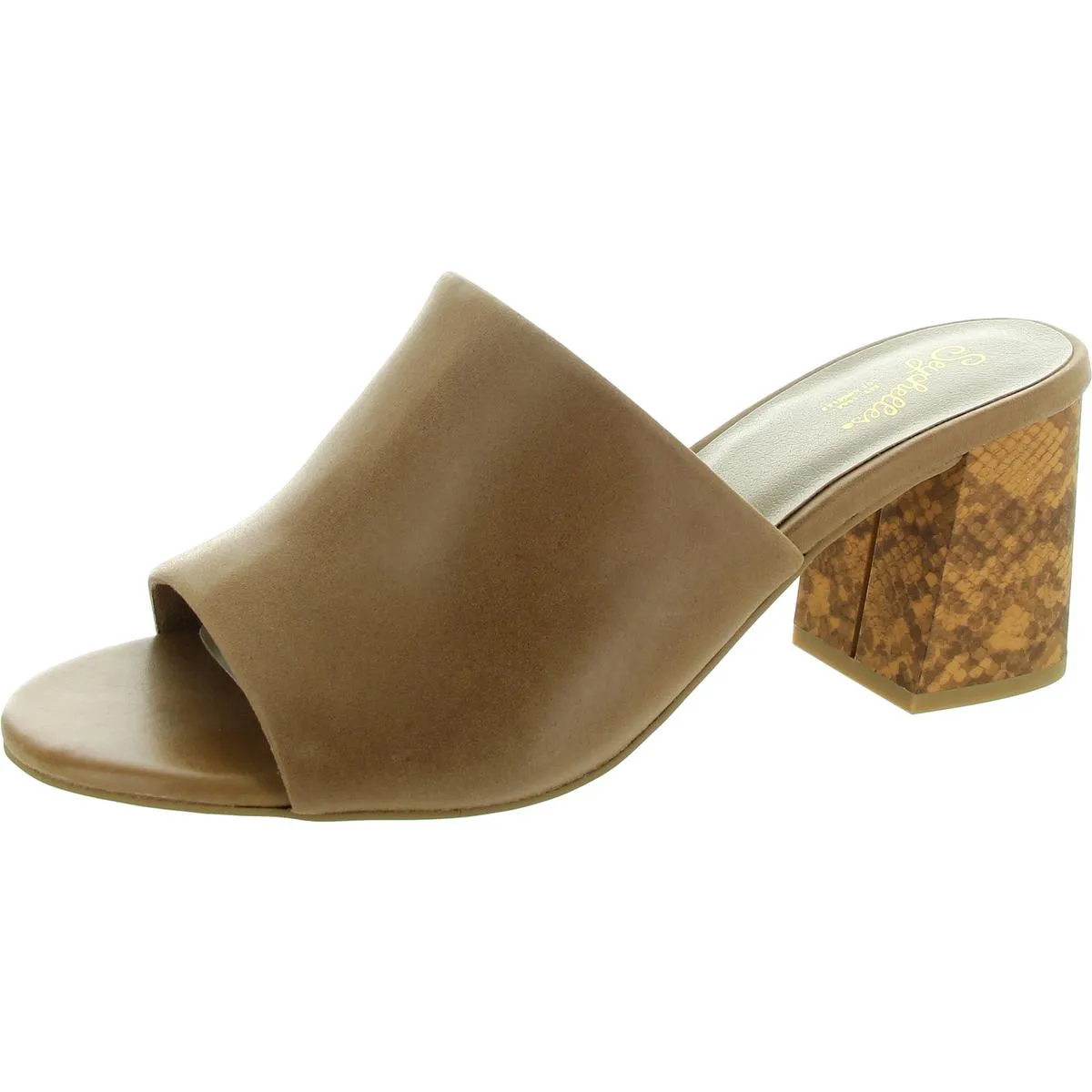 Commute Womens Block Heel Leather Slide Sandals