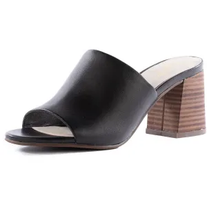 Commute Womens Block Heel Leather Slide Sandals