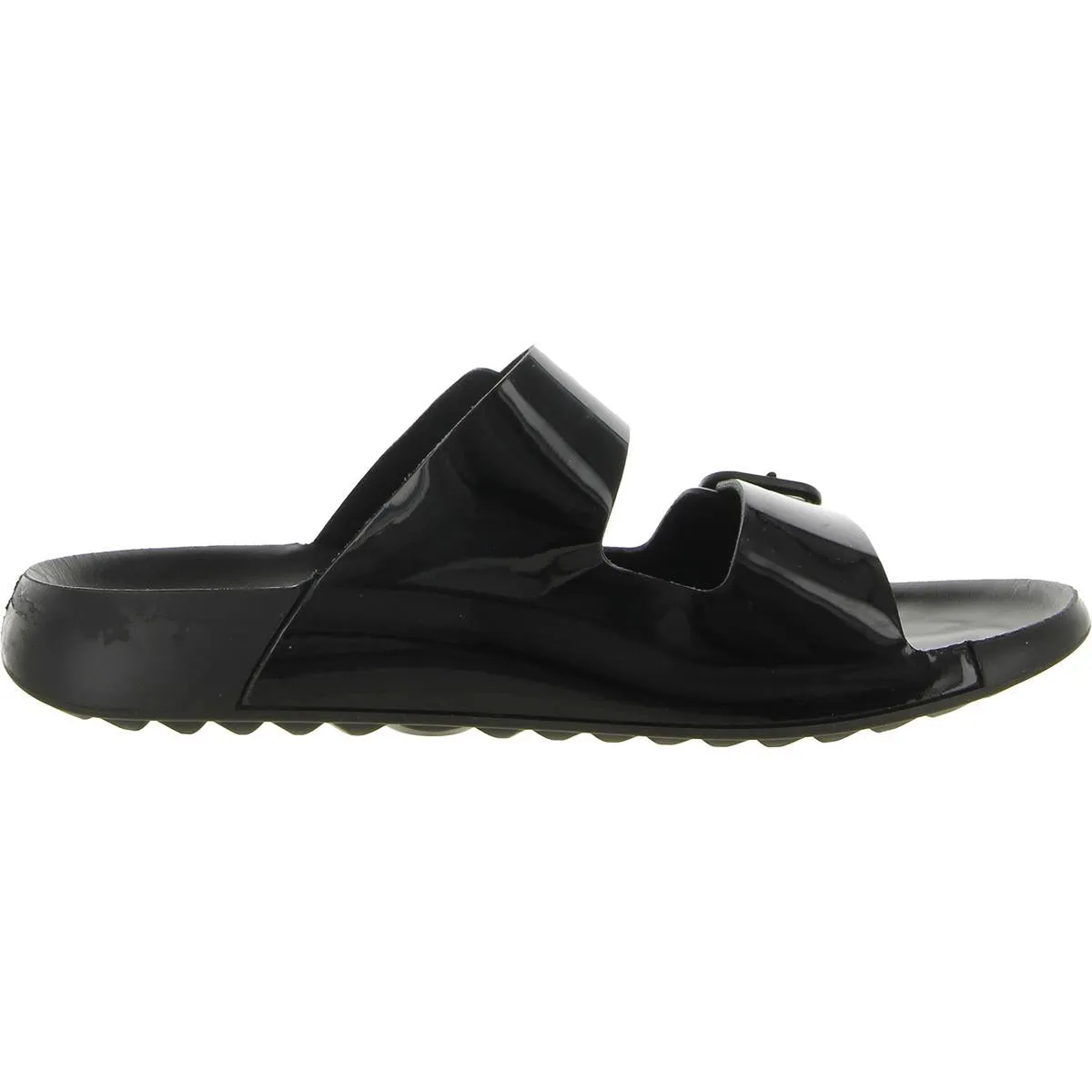 Cozmo  Womens Patent Footbed Slide Sandals