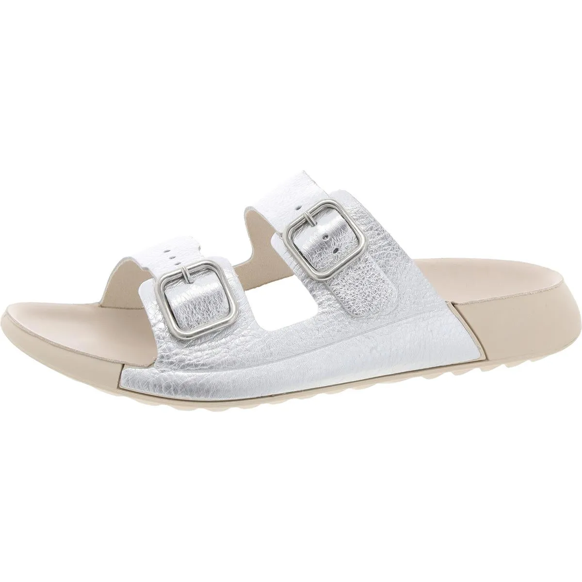 Cozmo  Womens Patent Footbed Slide Sandals
