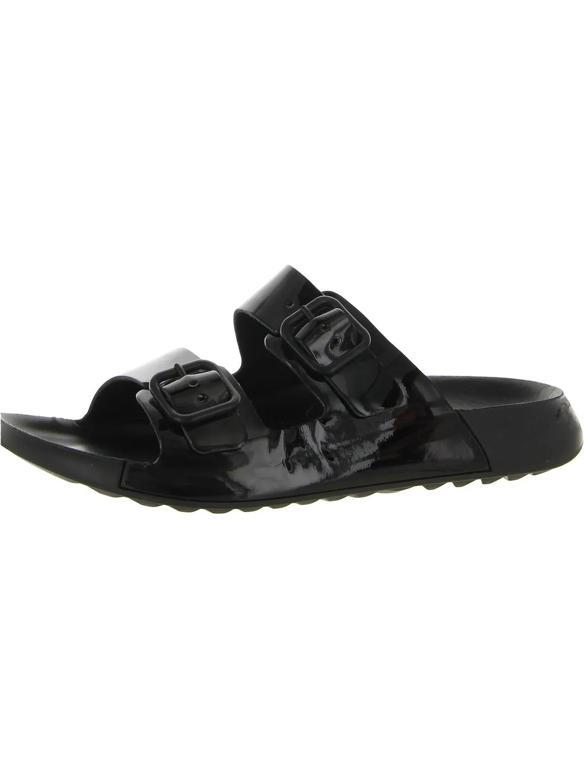 Cozmo  Womens Patent Footbed Slide Sandals