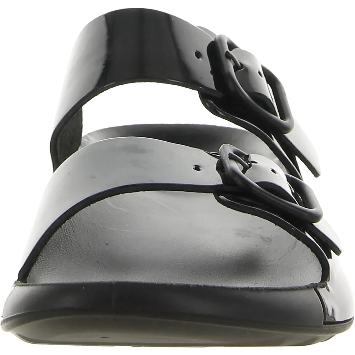 Cozmo  Womens Patent Footbed Slide Sandals