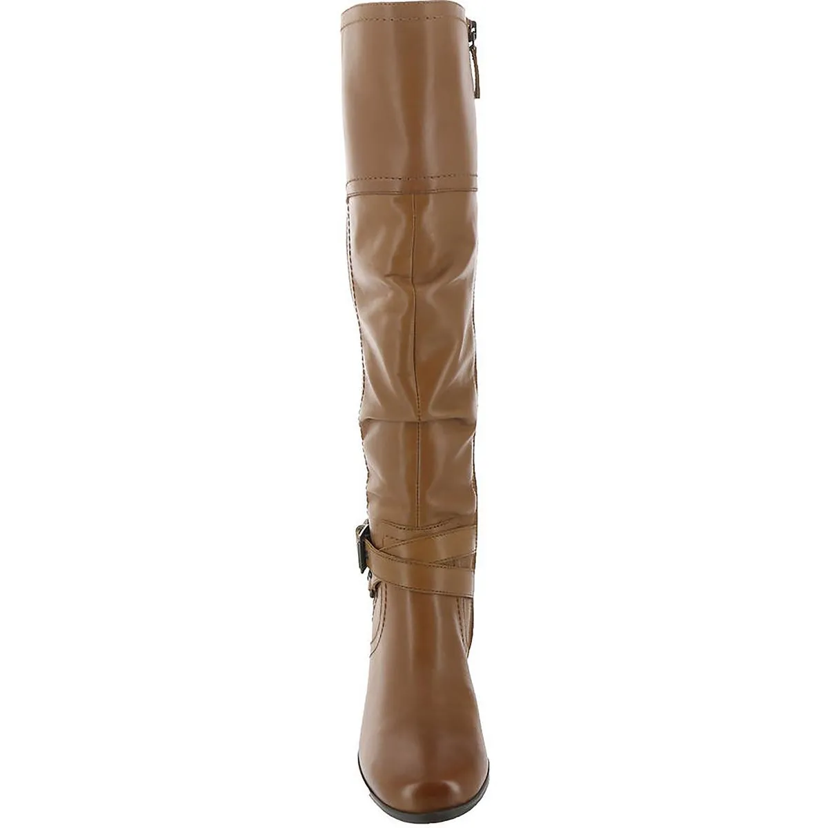 Dakota Womens Leather Stacked Heel Knee-High Boots