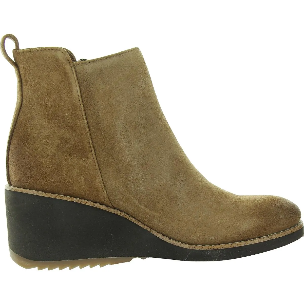 Emeline Womens Zipper Suede Wedge Boots
