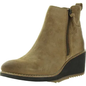Emeline Womens Zipper Suede Wedge Boots