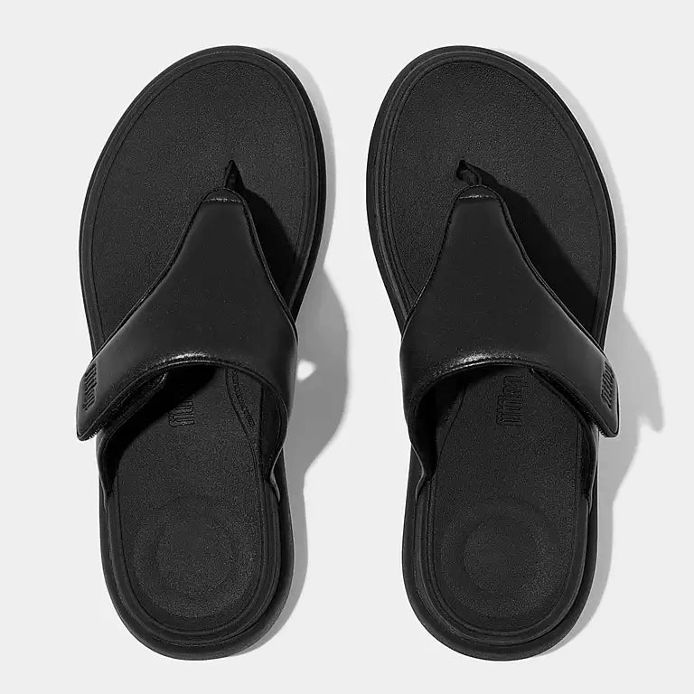 F-MODE GO ADJUSTABLE TOE-POST SANDALS - BLACK
