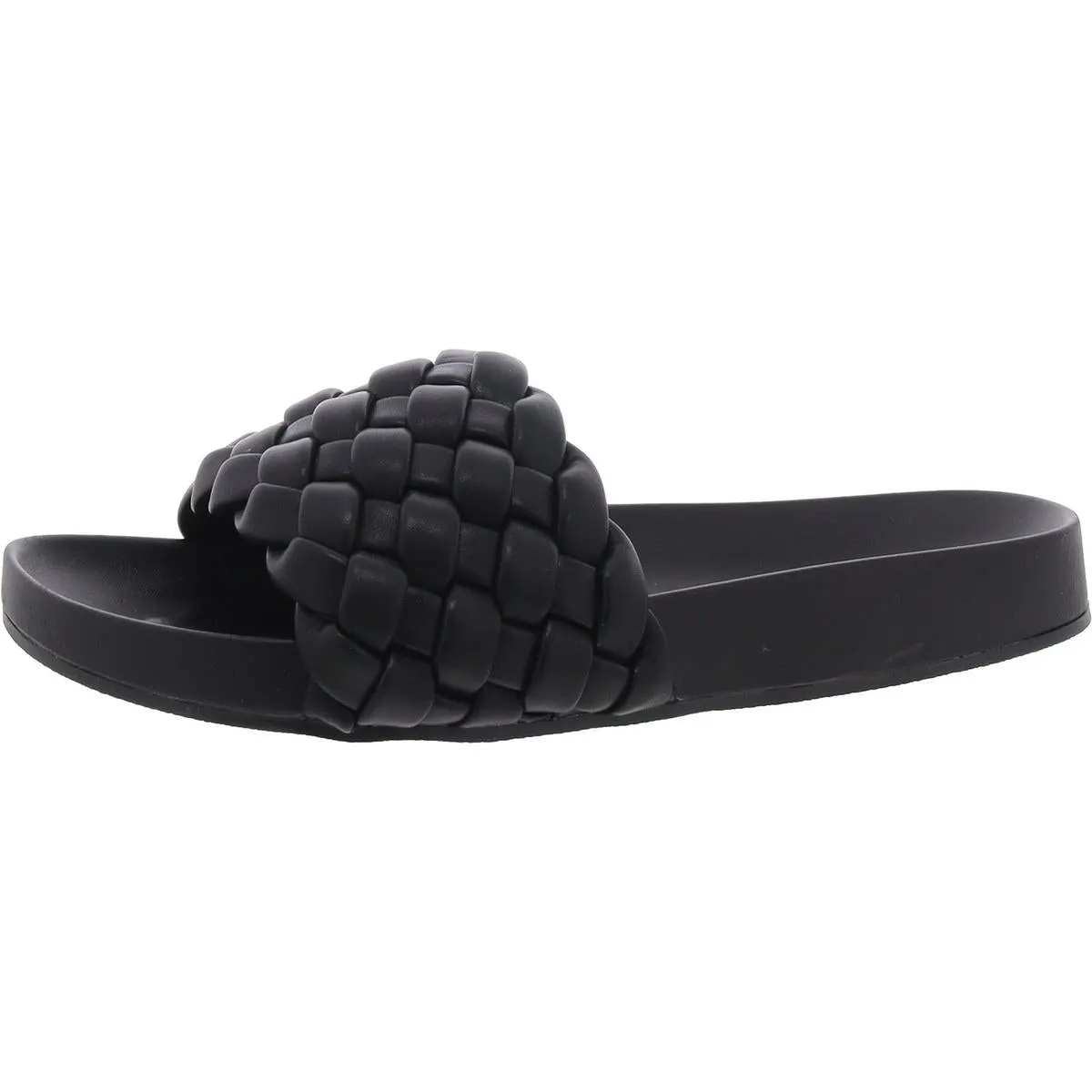 Faddy Womens Faux Leather Woven Pool Slides