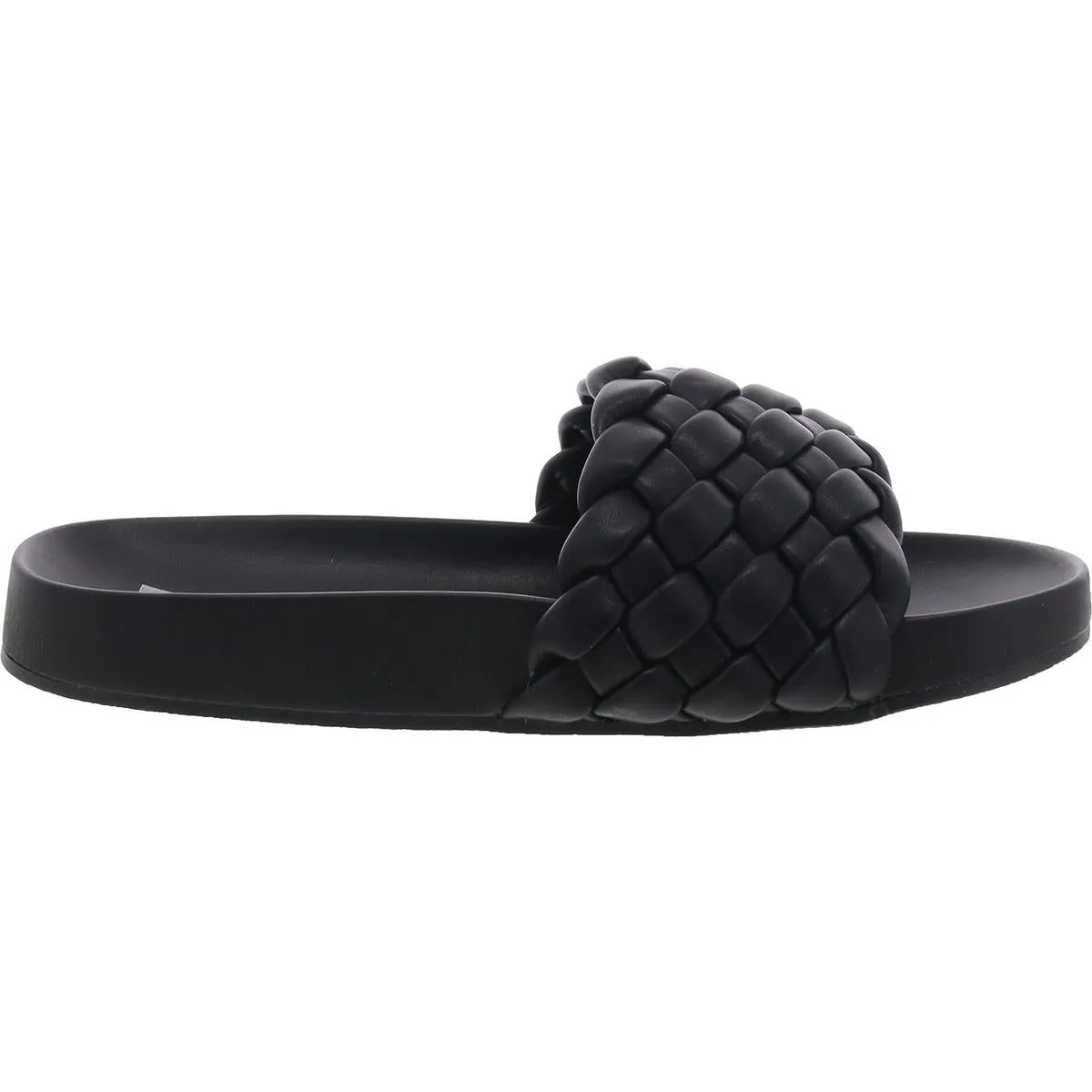 Faddy Womens Faux Leather Woven Pool Slides