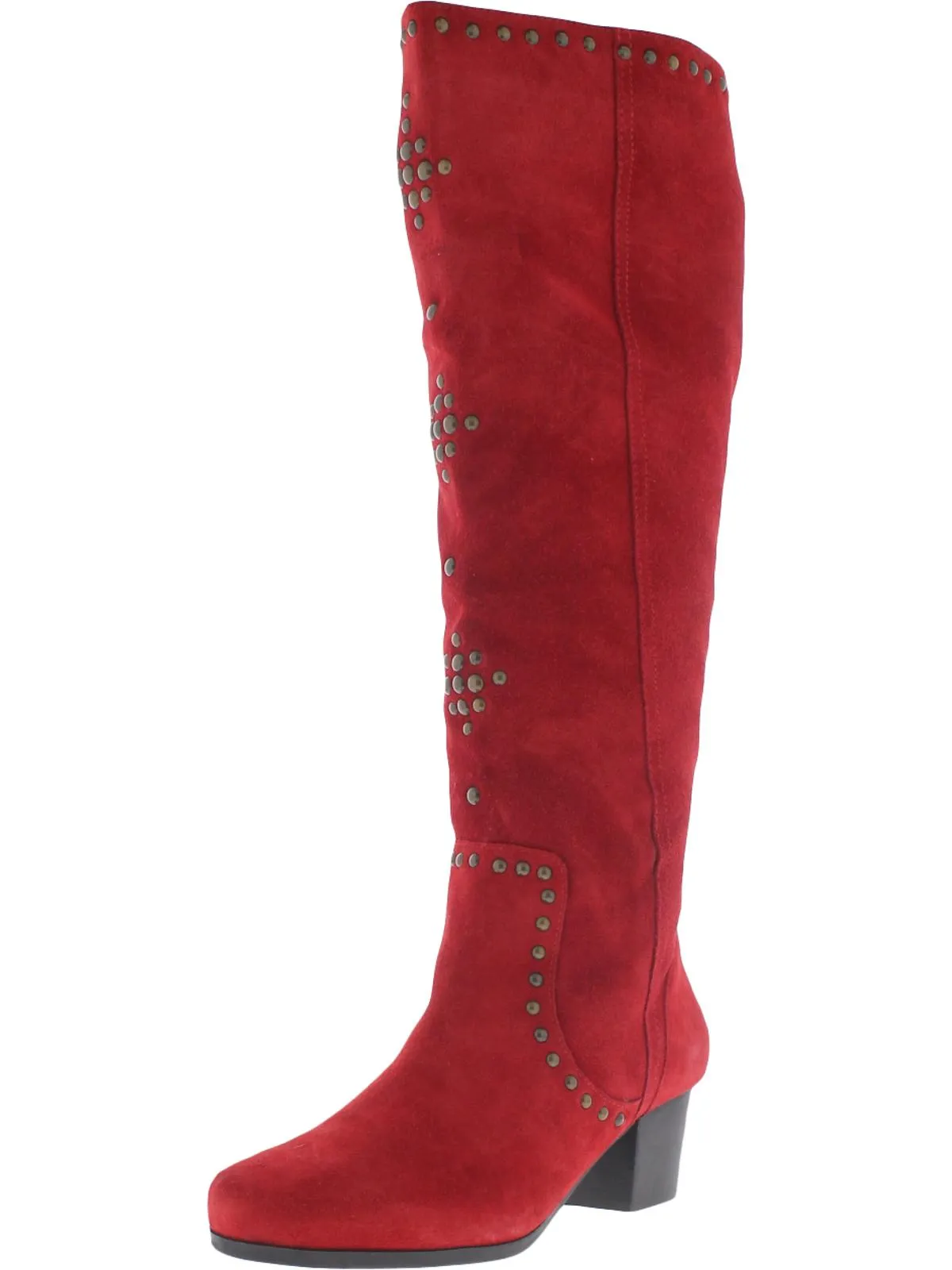 Fortune Womens Suede Block Heel Knee-High Boots