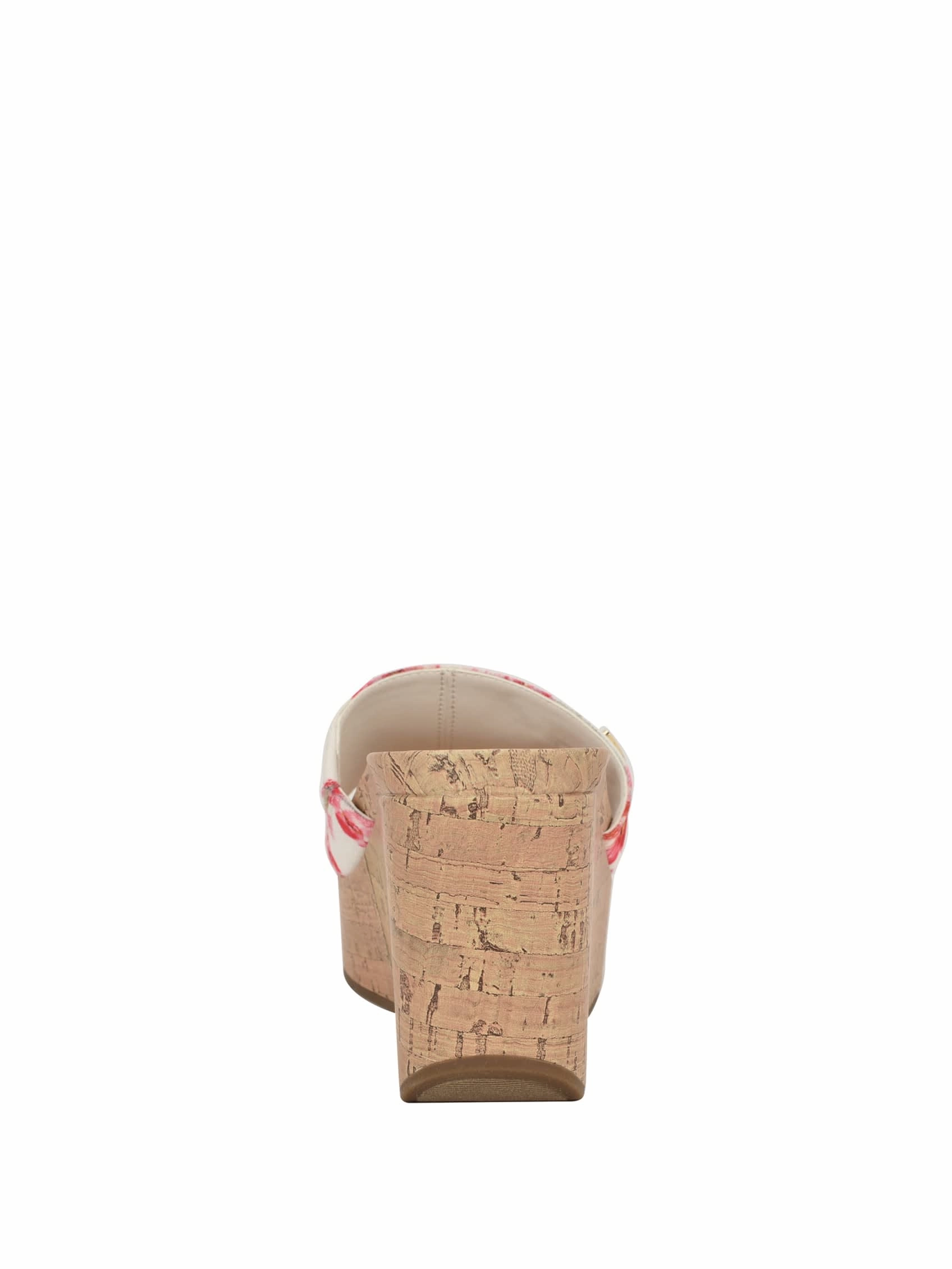 Fours Floral Cork Wedge Mules