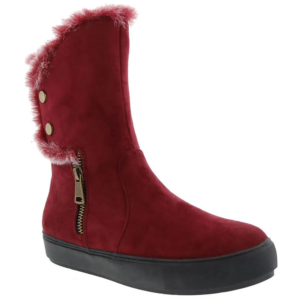 Furry Womens Faux Fur Zipper Winter & Snow Boots