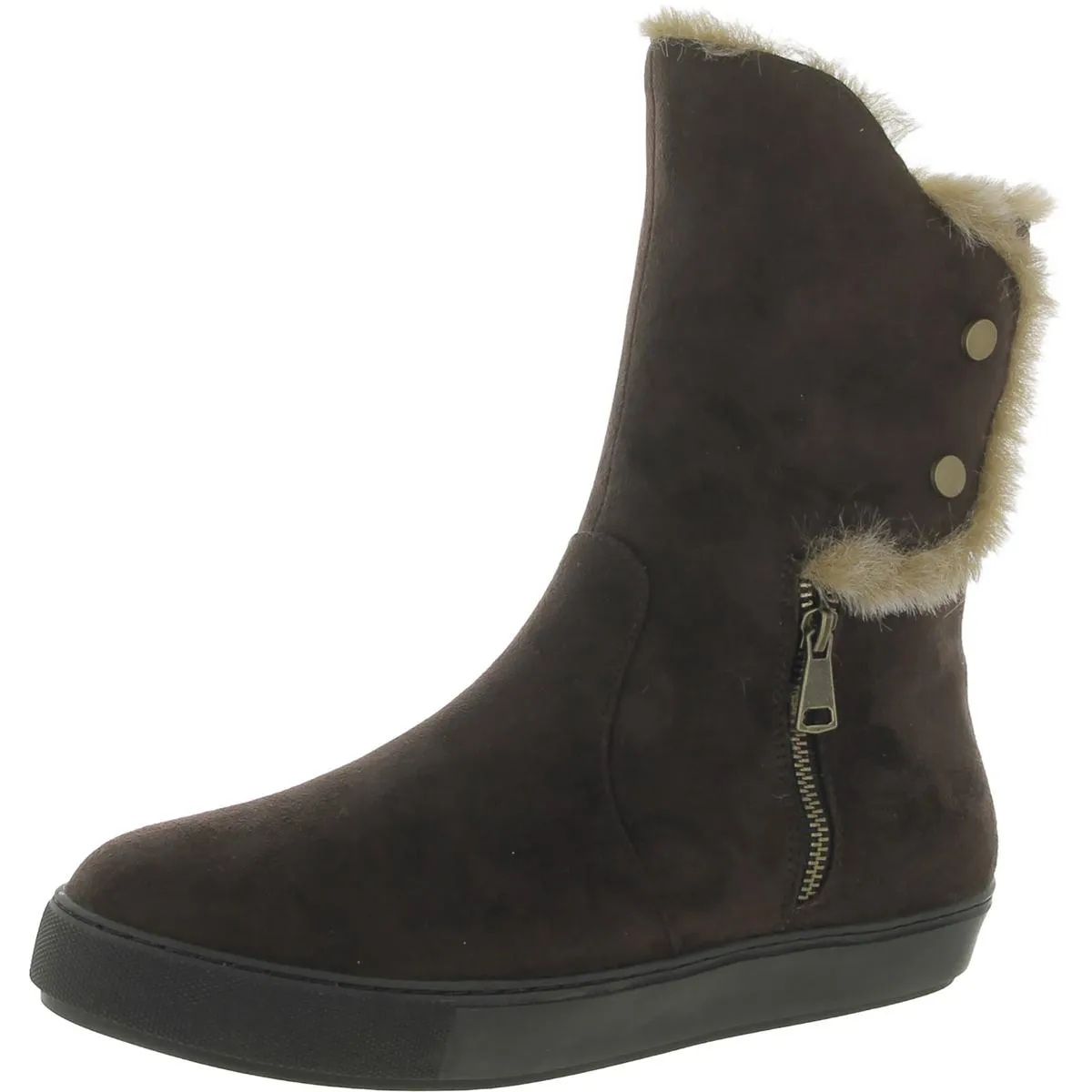 Furry Womens Faux Fur Zipper Winter & Snow Boots
