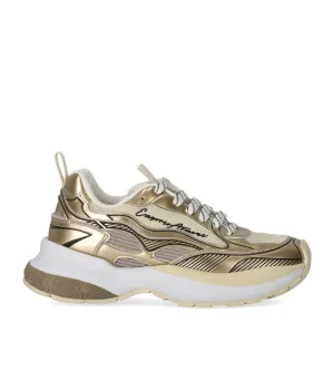 Futuristic Gold And White Sneakers With Ea Logo
