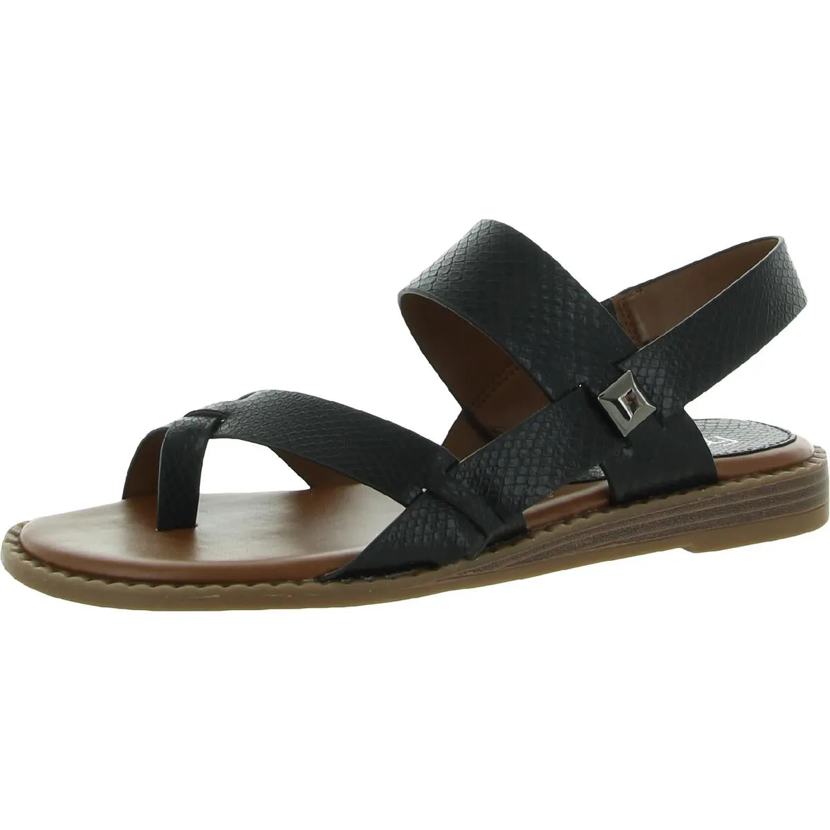 Gans Womens Faux Leather Embossed Slingback Sandals