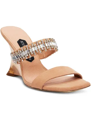 Gem Wedge Womens Leather Open Toe Mule Sandals