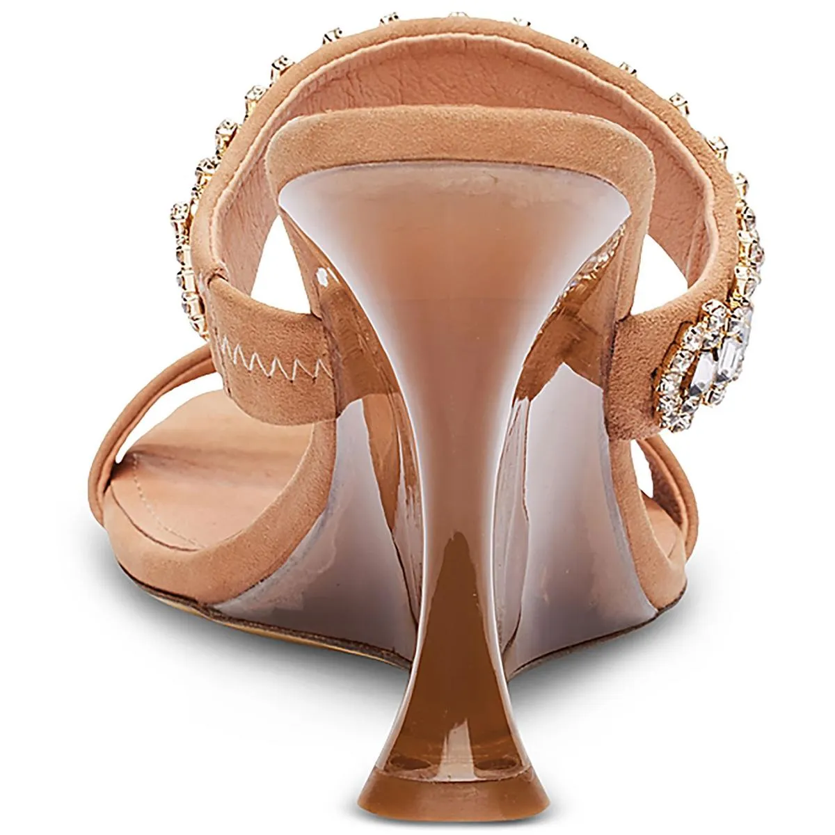 Gem Wedge Womens Leather Open Toe Mule Sandals