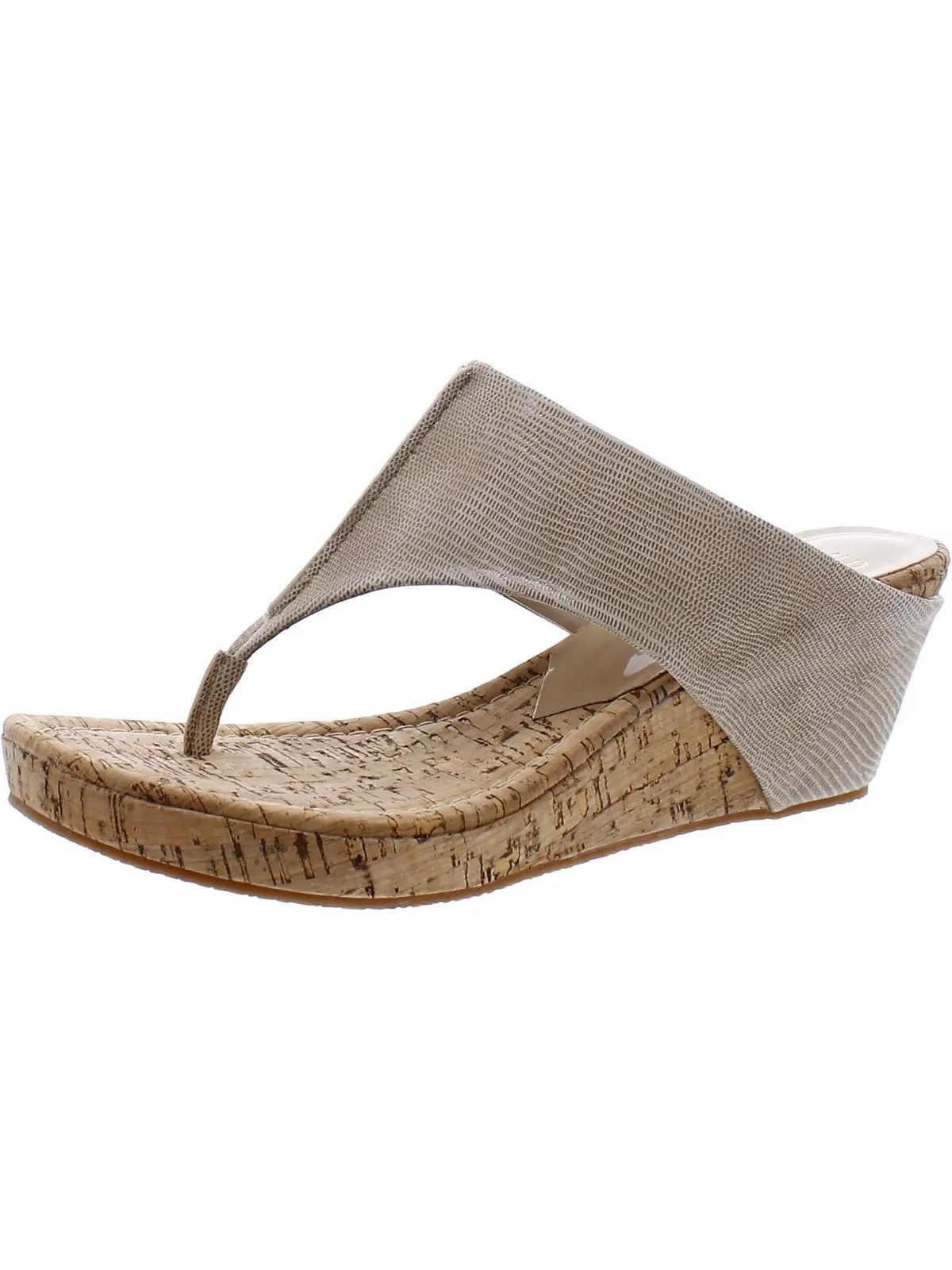 GIL85X Womens Leather Slip On Wedge Sandals