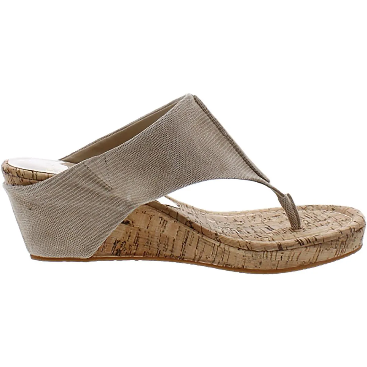 GIL85X Womens Leather Slip On Wedge Sandals