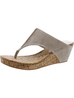 GIL85X Womens Leather Slip On Wedge Sandals