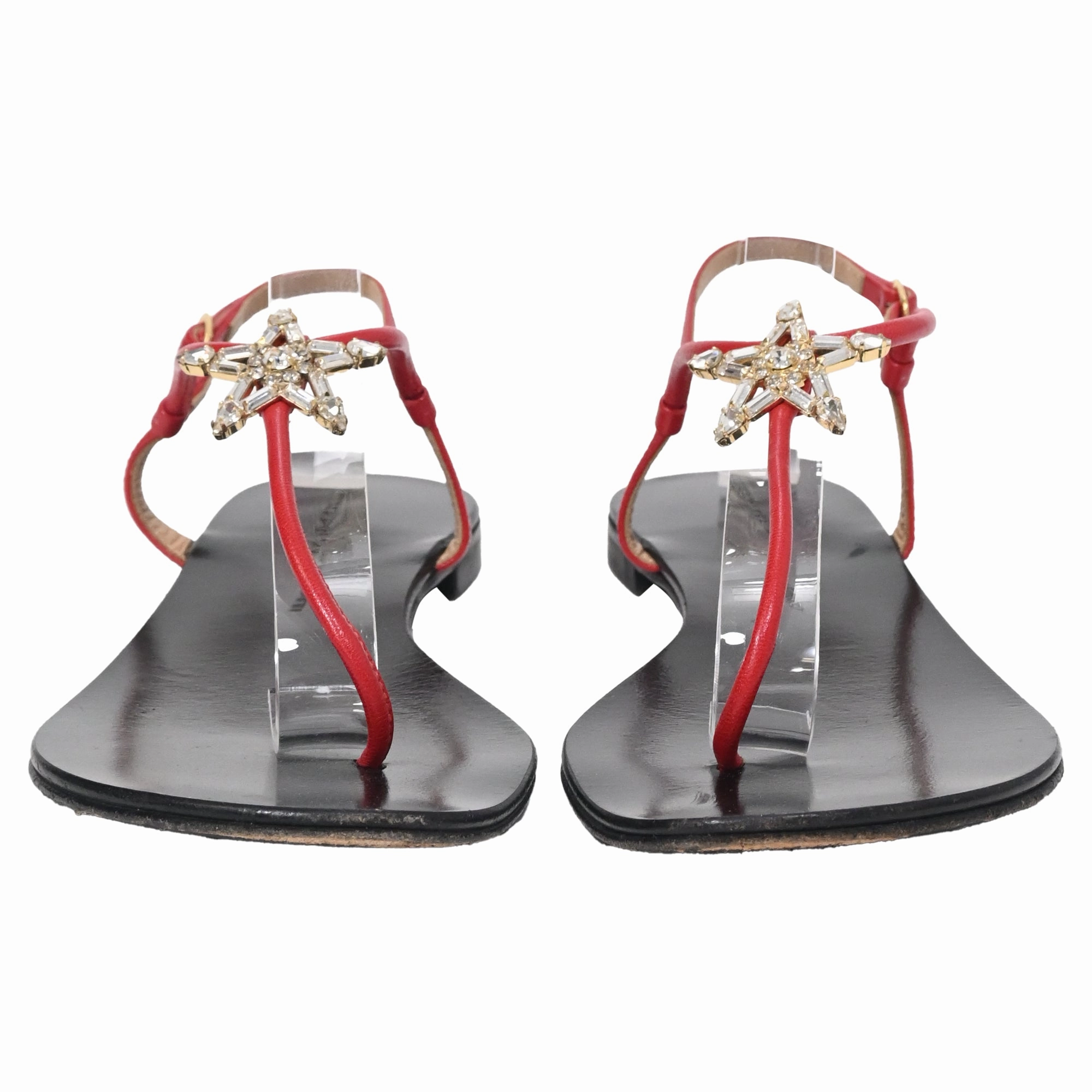 Giuseppe Zanotti Star Crystal-Embellished Sandals in Red Leather