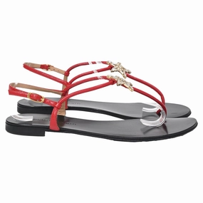 Giuseppe Zanotti Star Crystal-Embellished Sandals in Red Leather