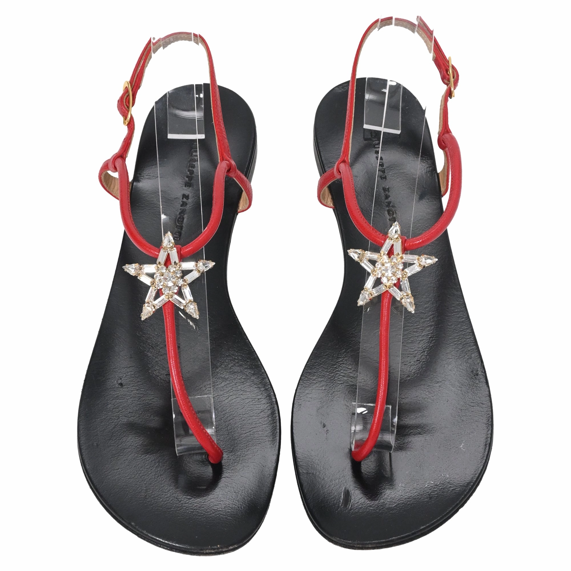 Giuseppe Zanotti Star Crystal-Embellished Sandals in Red Leather