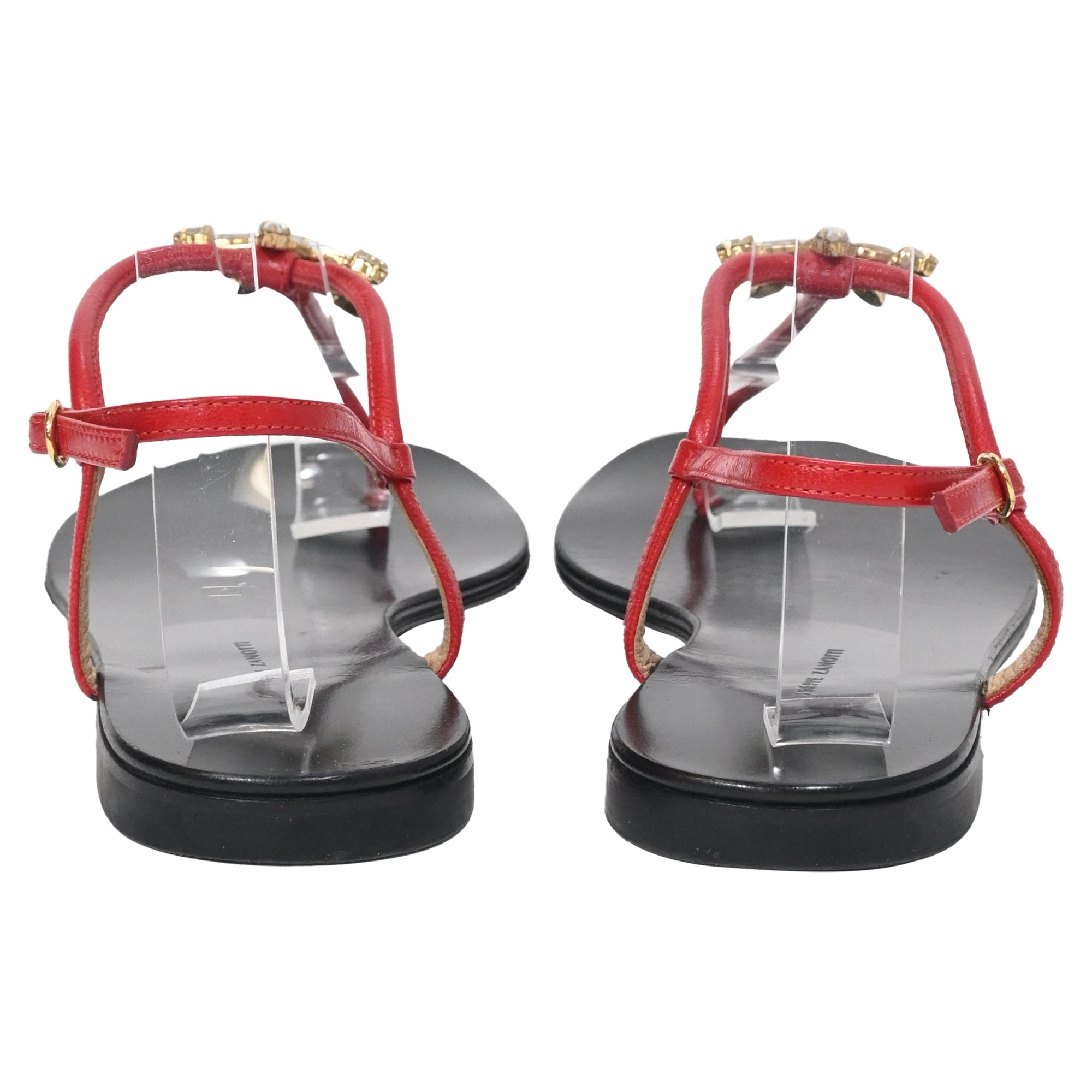 Giuseppe Zanotti Star Crystal-Embellished Sandals in Red Leather