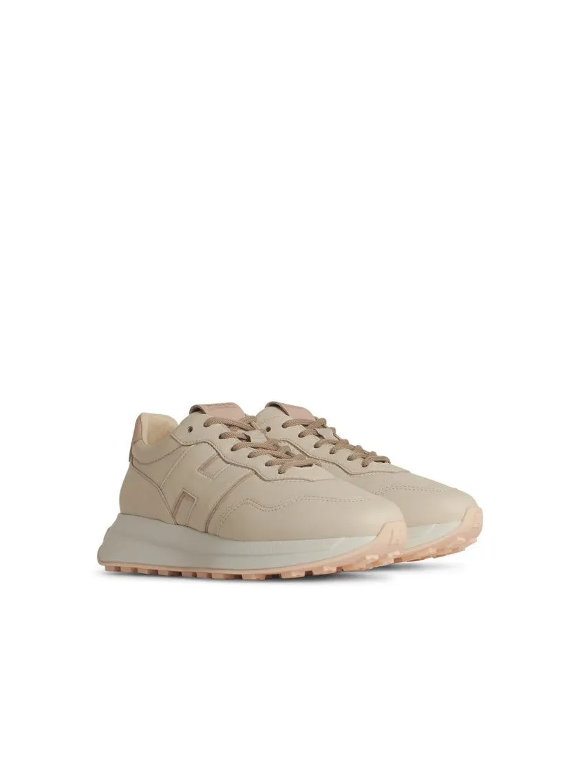 H641' Beige Leather Sneakers