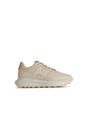 H641' Beige Leather Sneakers