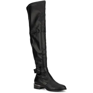 Hailey Womens Pull On Zipper Over-The-Knee Boots
