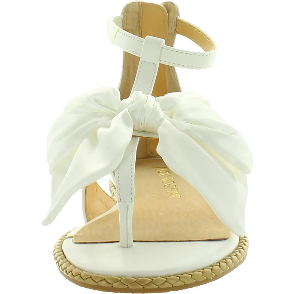 Heidi Womens Leather Bow T-Strap Sandals