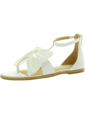 Heidi Womens Leather Bow T-Strap Sandals
