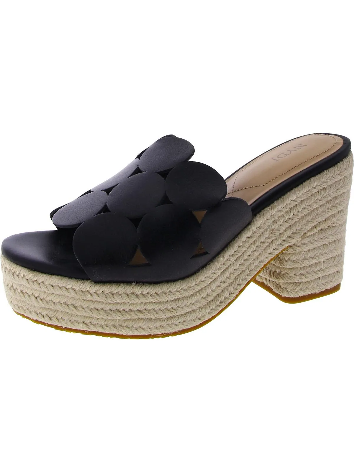 HELENE Womens Faux Leather Slip On Wedge Sandals