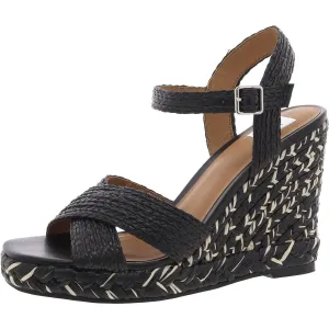 Herd Womens Raffia Ankle Strap Wedge Sandals