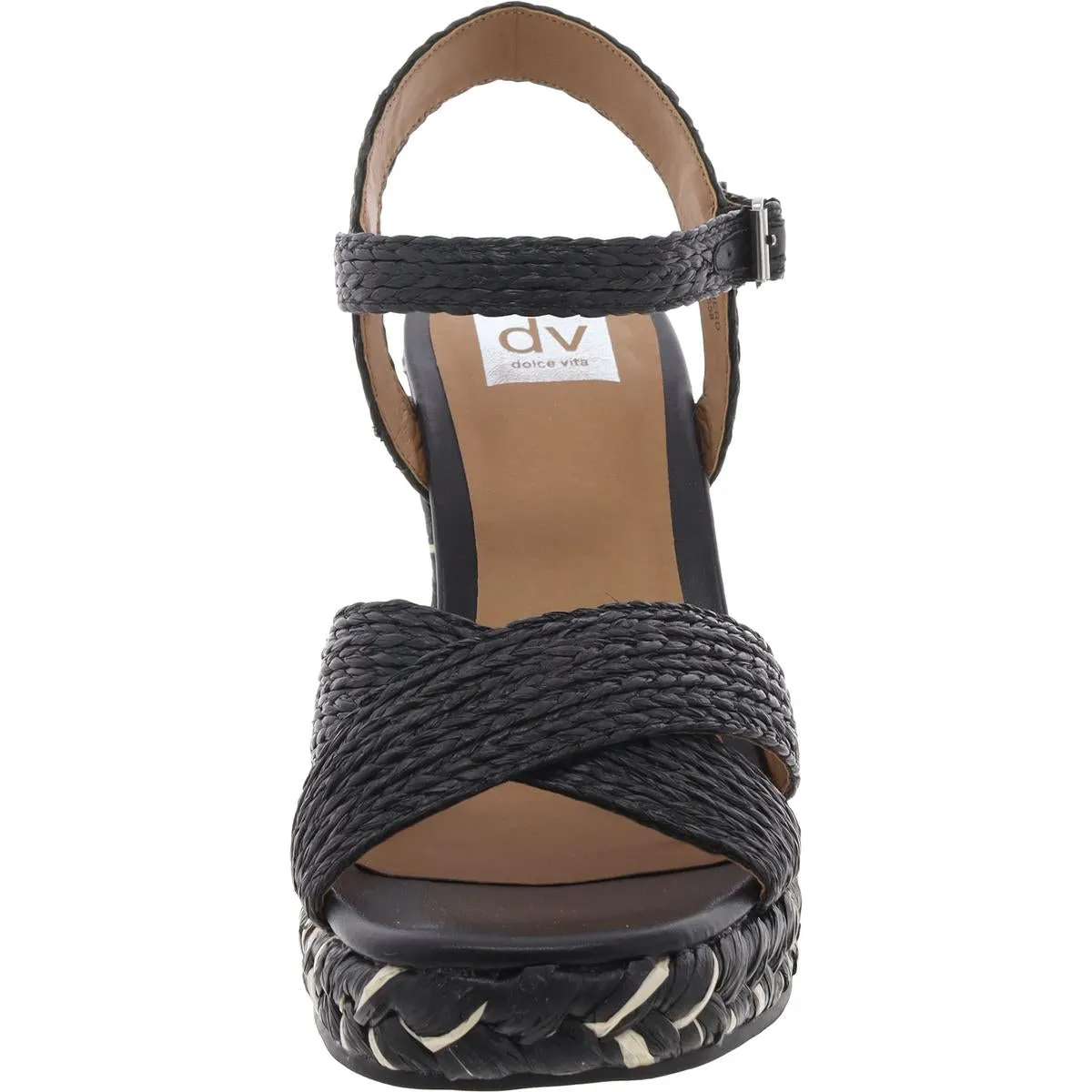 Herd Womens Raffia Ankle Strap Wedge Sandals