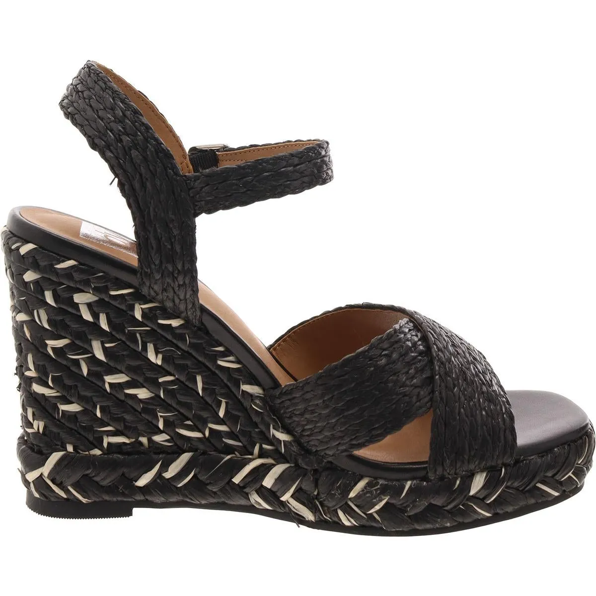 Herd Womens Raffia Ankle Strap Wedge Sandals