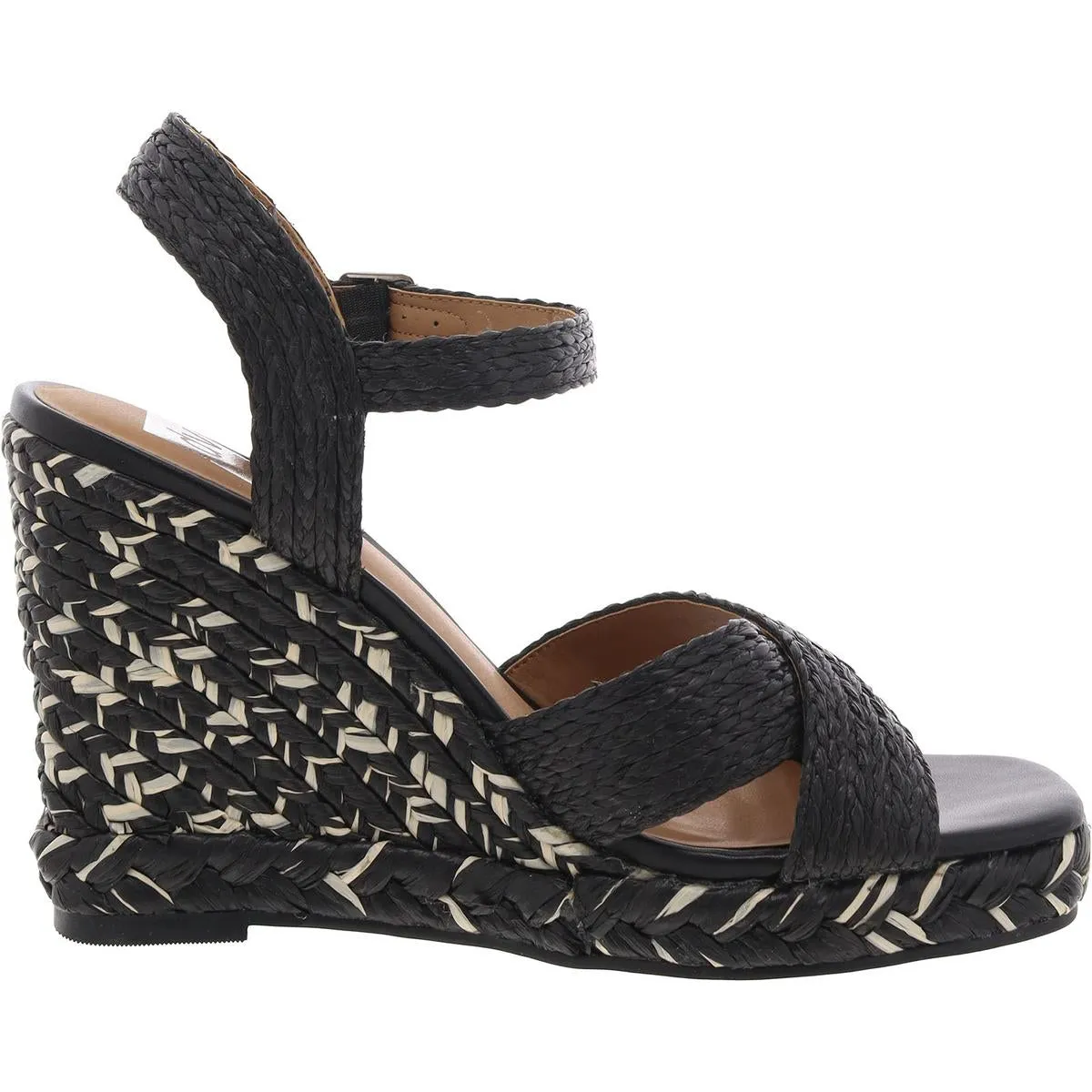 Herd Womens Raffia Ankle Strap Wedge Sandals