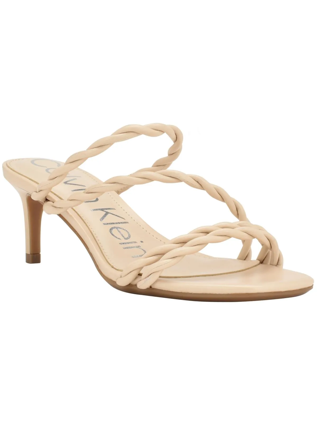 Ileyia Womens Faux Leather Kitten Slide Sandals