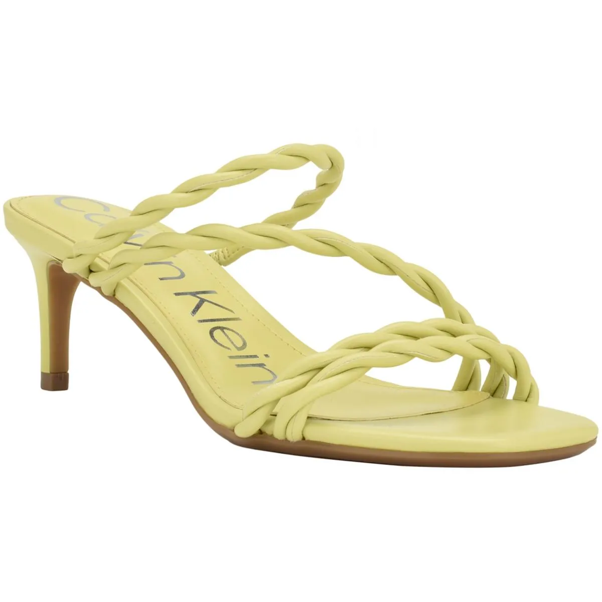 Ileyia Womens Faux Leather Kitten Slide Sandals