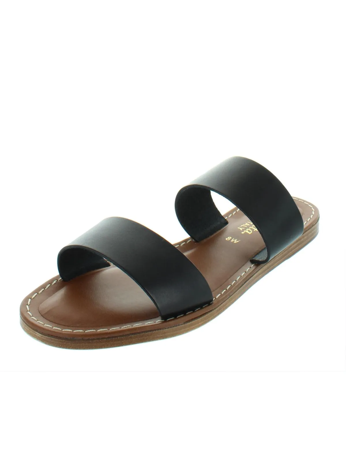 ImoItaly Womens Metallic Wide Slide Sandals