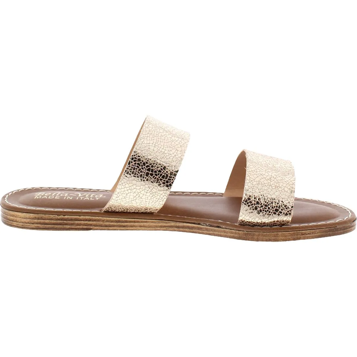 ImoItaly Womens Metallic Wide Slide Sandals