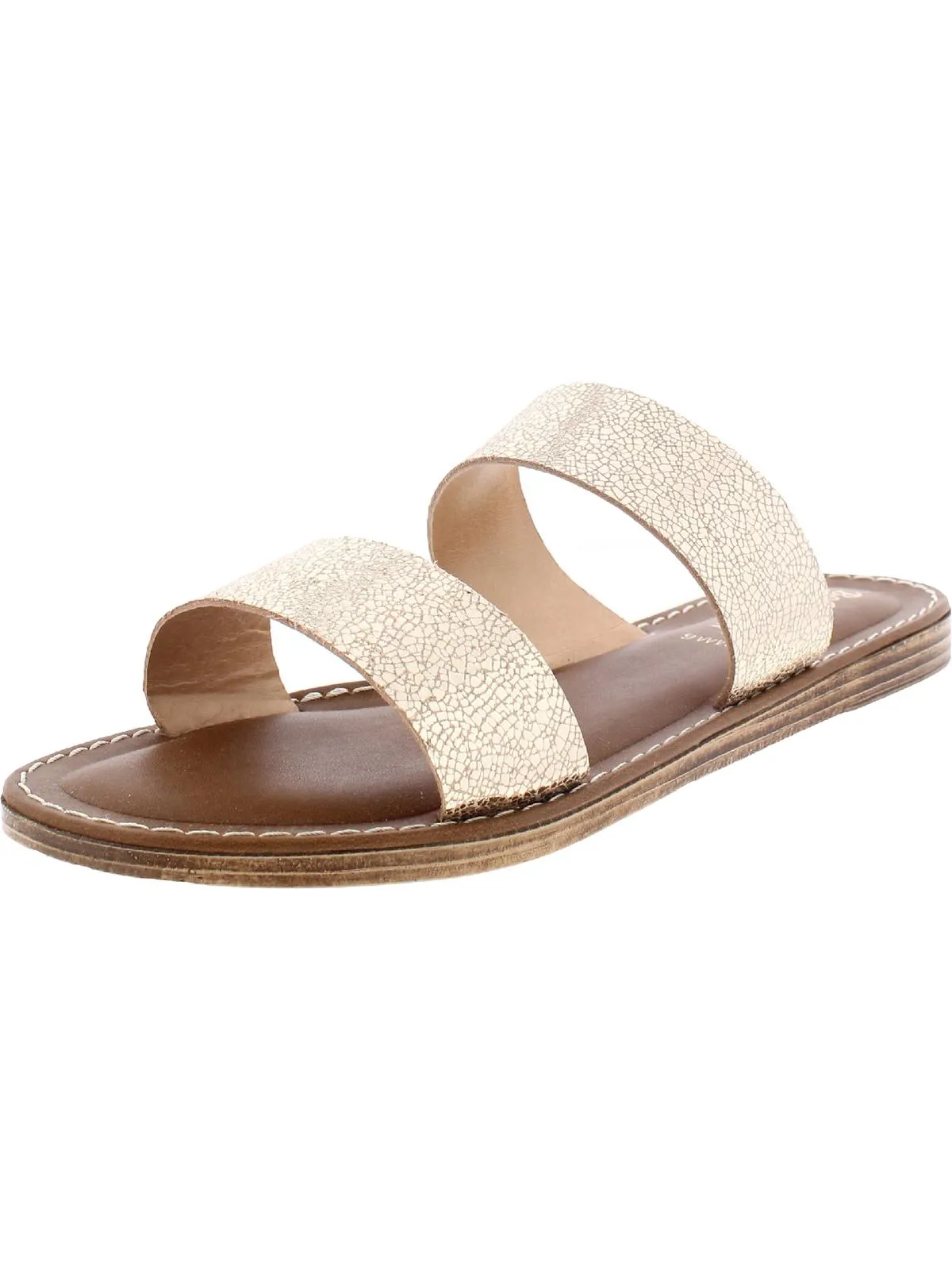 ImoItaly Womens Metallic Wide Slide Sandals