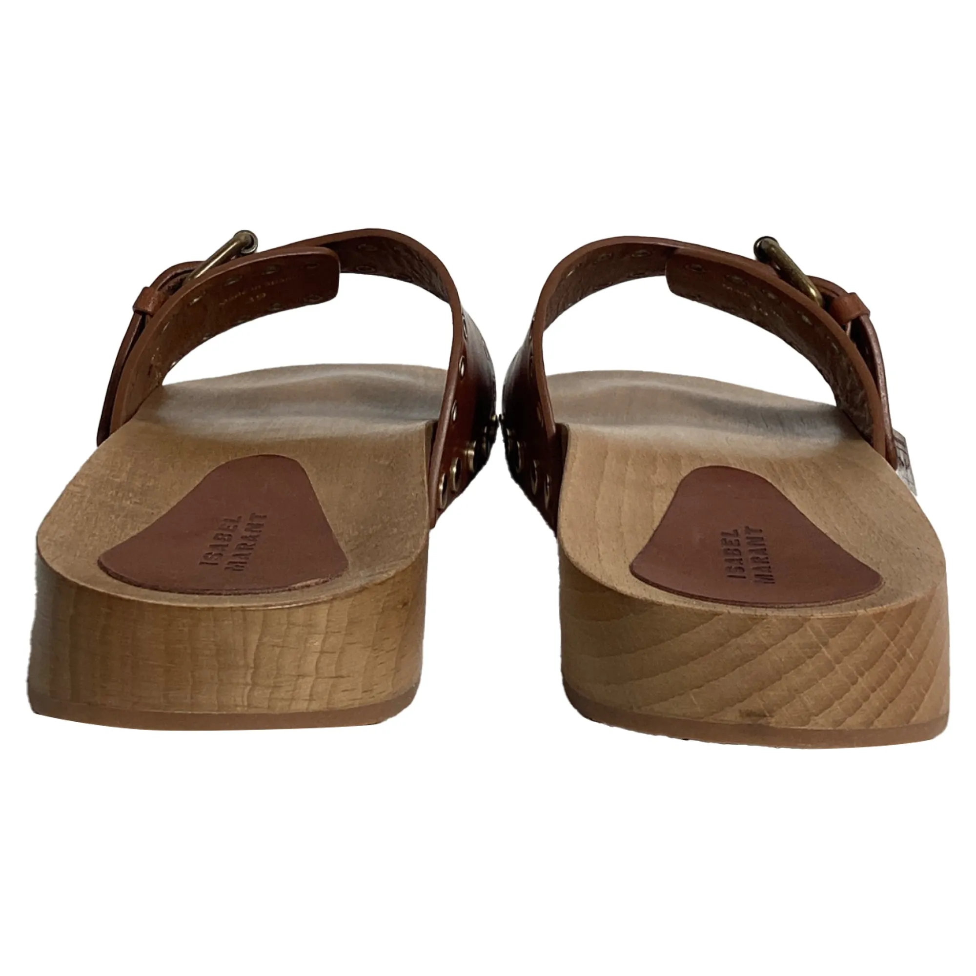 Isabel Marant Jaso Embellished Slides in Brown Leather