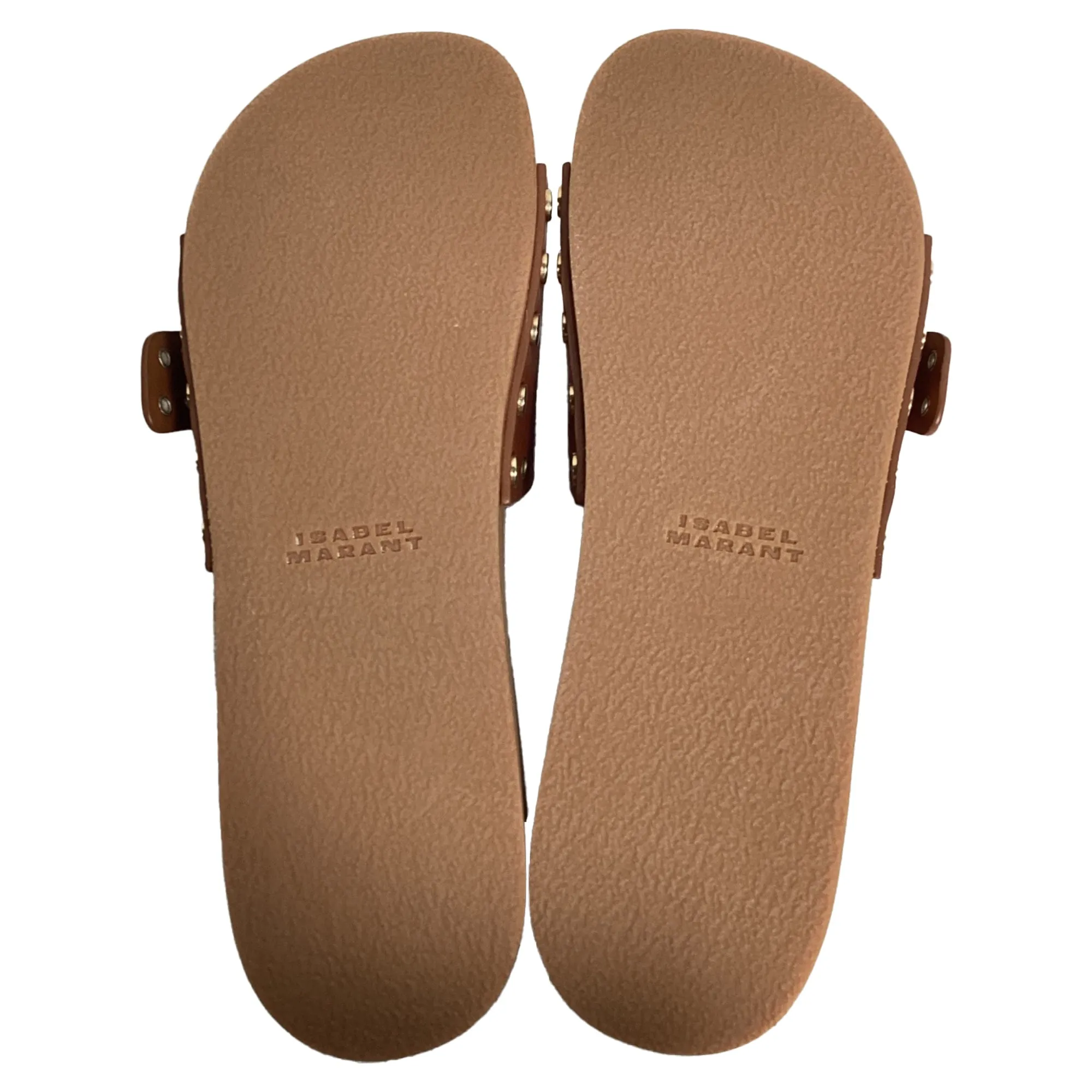 Isabel Marant Jaso Embellished Slides in Brown Leather