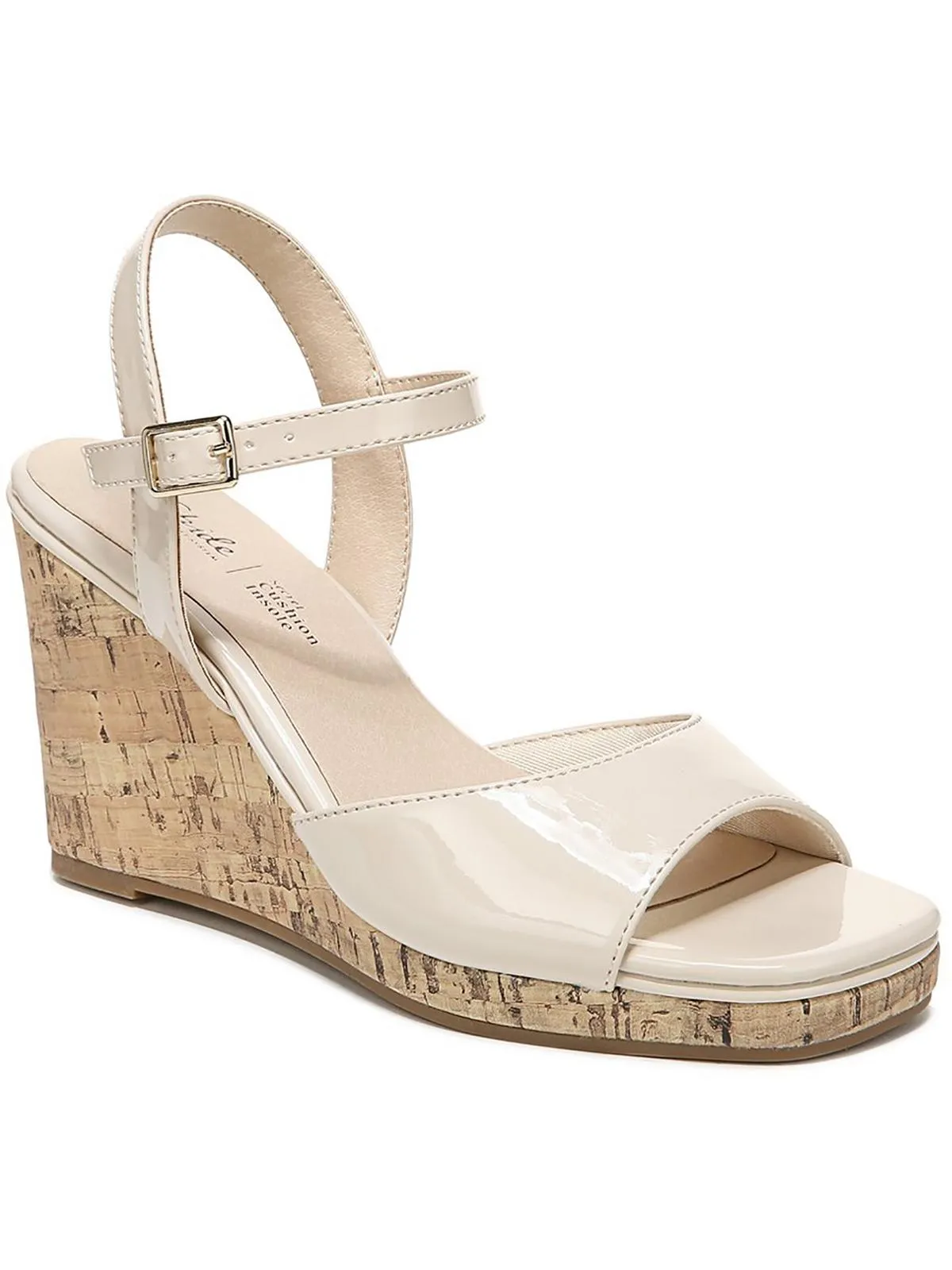 Island Time Womens Solid Ankle Strap Wedge Sandals