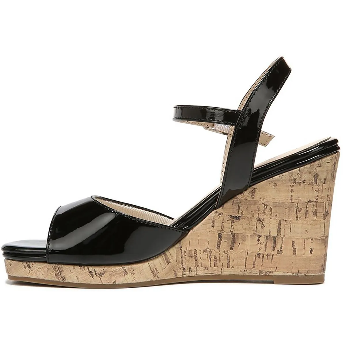 Island Time Womens Solid Ankle Strap Wedge Sandals