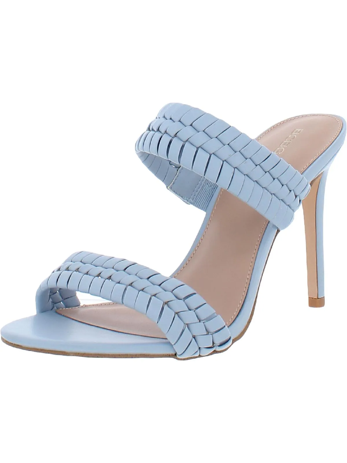 Jendi Womens Faux Leather Woven Heel Sandals